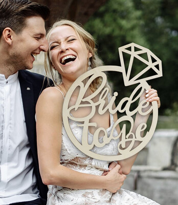 Large Bride to Be Diamond Wooden Sign