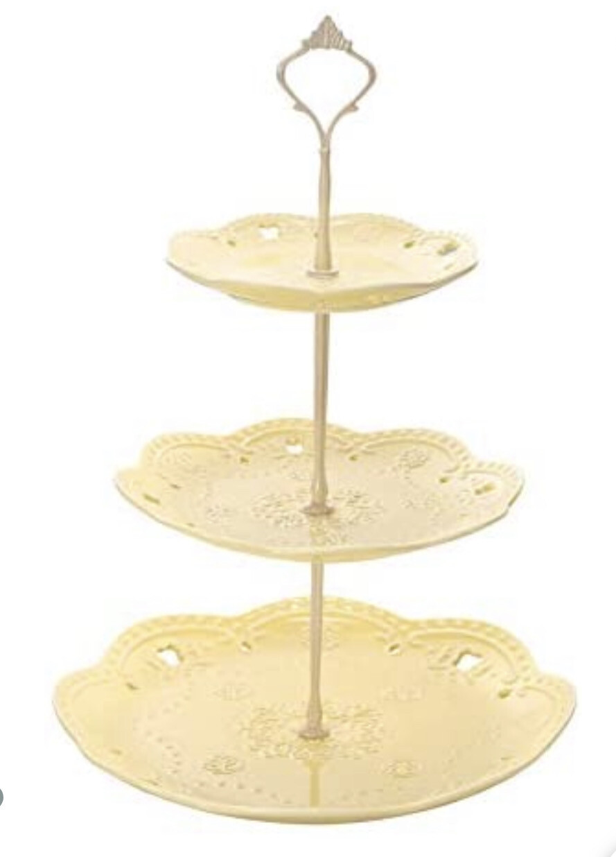 3 -Tier Ceramic Cupcake Stand  yellow 