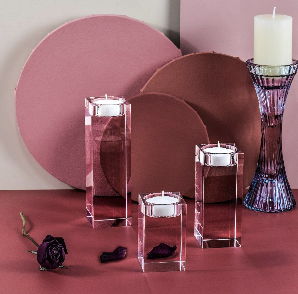 Crystal Candle Holders Set of 3,...