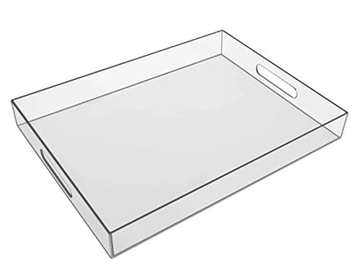 Acrylic Tray,16" x 12" Tray with Handles,Clear