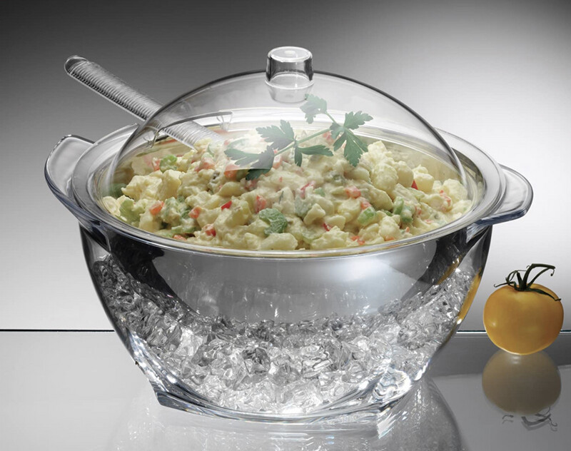 Stainless Steel ICED Salad Bowl, 4 Qt, Off-white