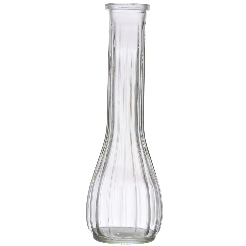 Clear Glass Ribbed Bud Vases,