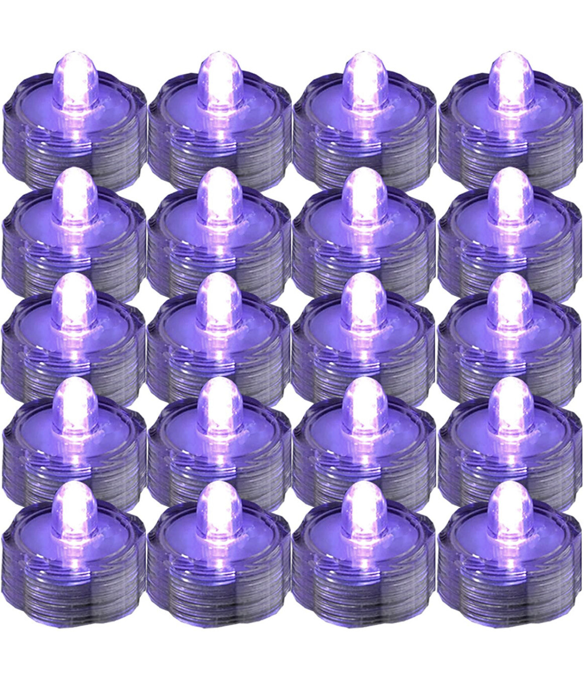 Super Bright LED Floral Tea Light Submersible Lights for Party Wedding (Purple, 20 Pack)