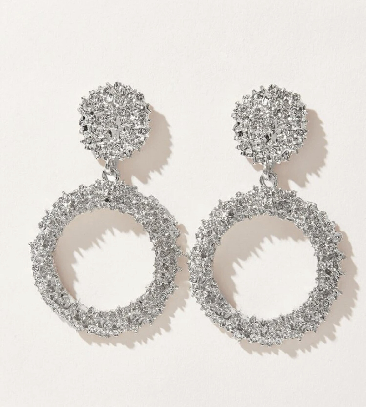 Round Charm Drop Earrings