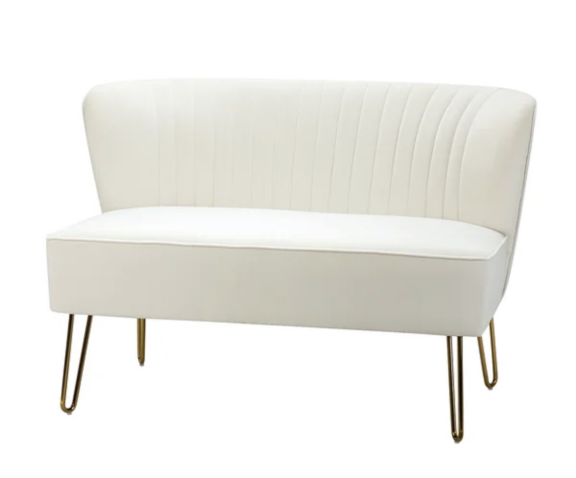 Velvet Armless Ivory Loveseat
