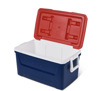 48 qt. Laguna Hard Sided Ice Chest Cooler, Red Blue And White