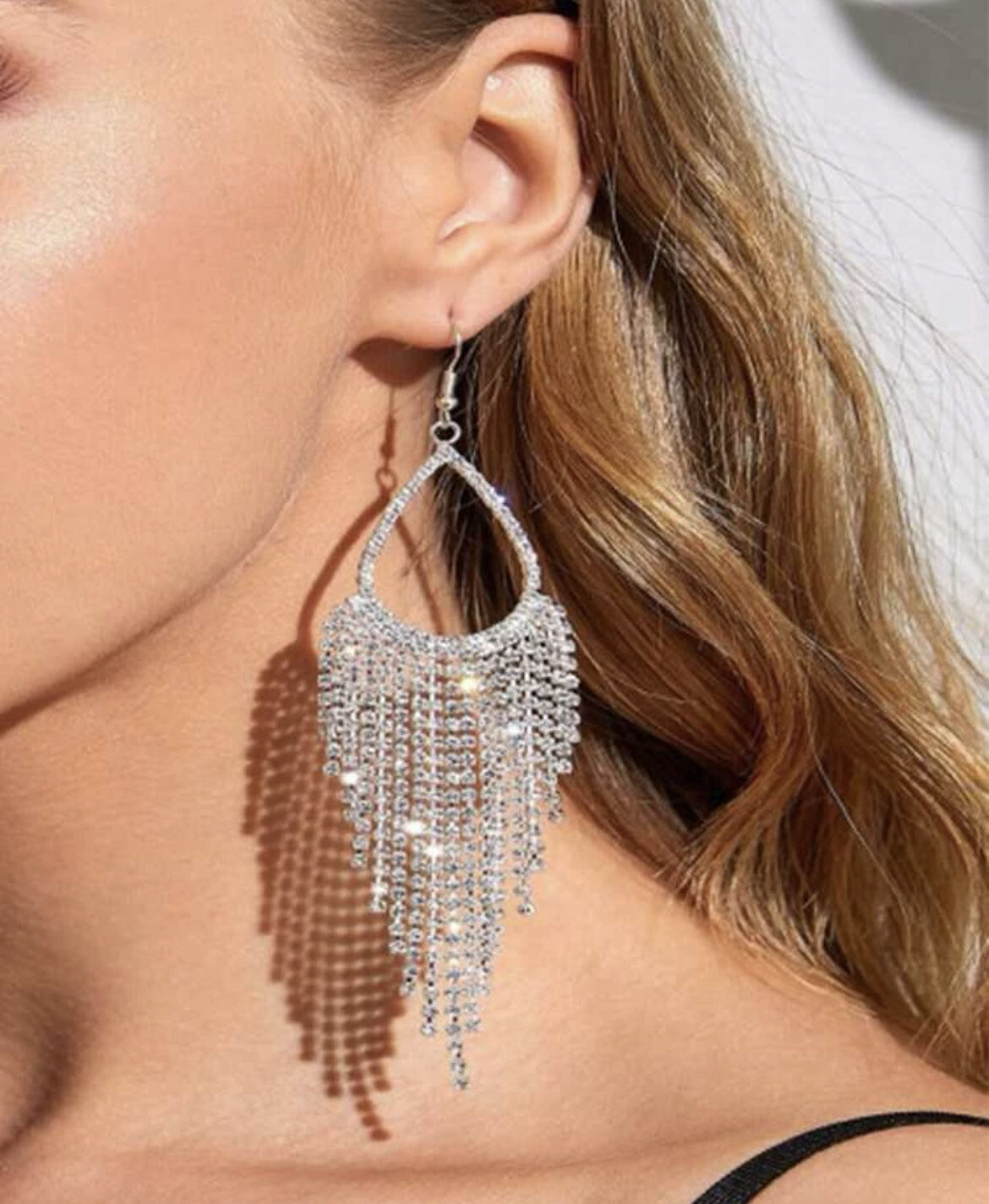 Rhinestone Tassel Drop Earrings