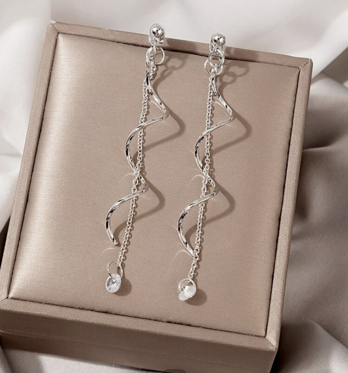 Silver Rhinestone Drop Earrings