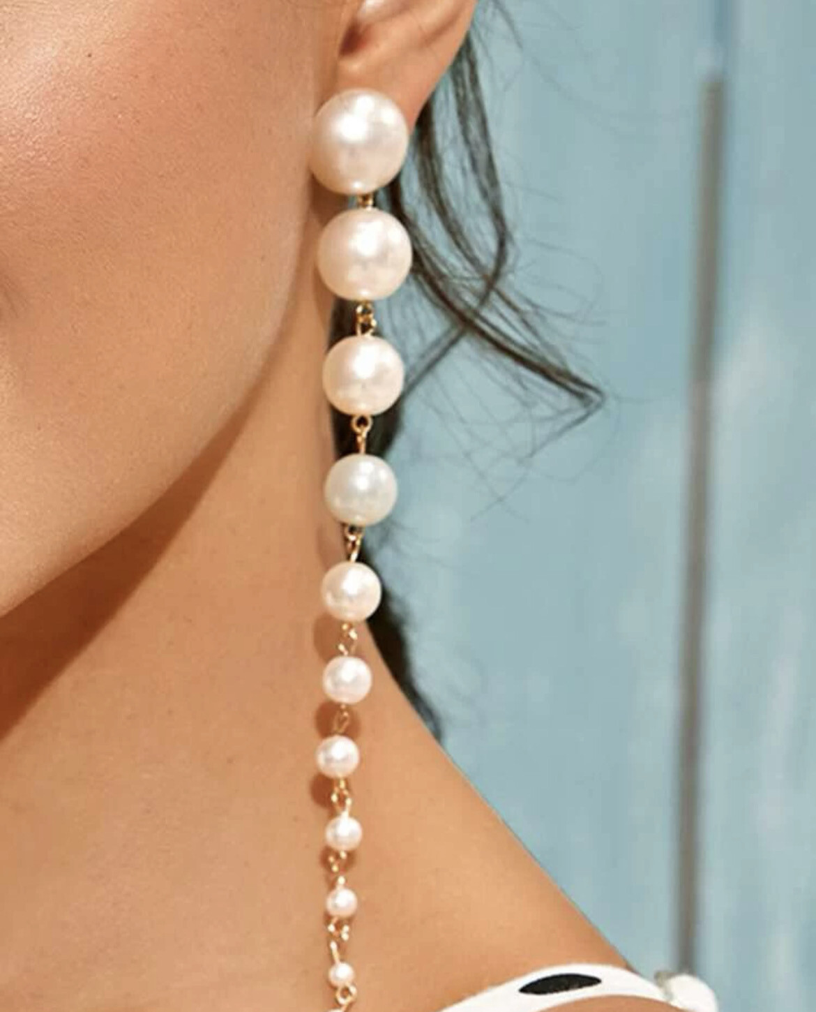 Faux Pearl White Drop Earrings