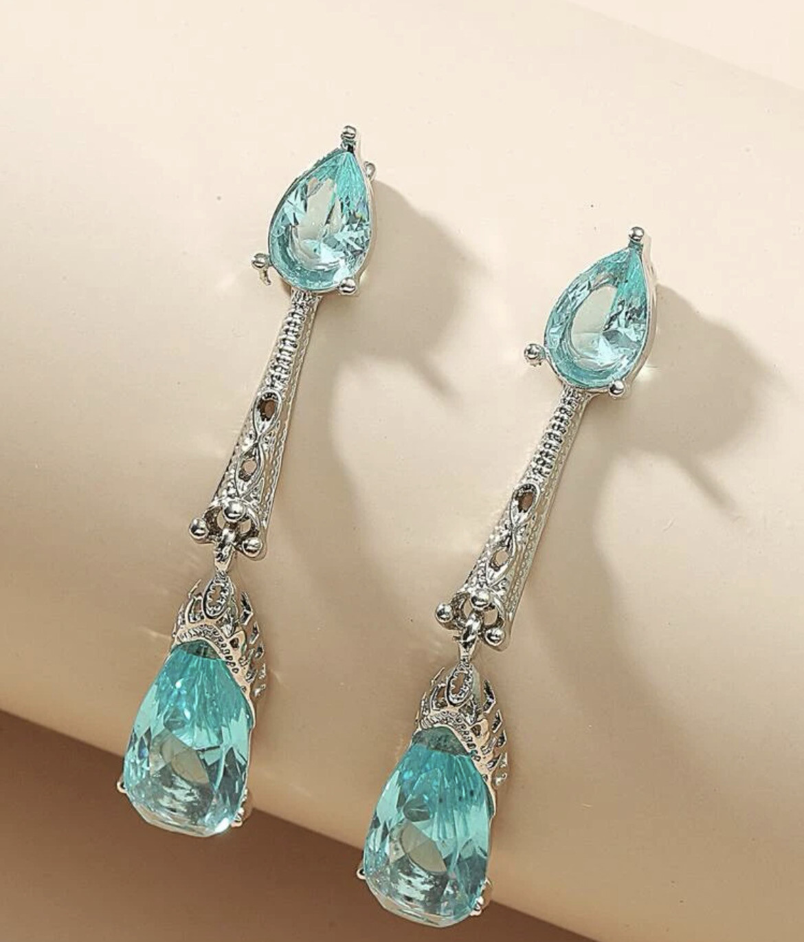 Bluish Green Drop Earrings
