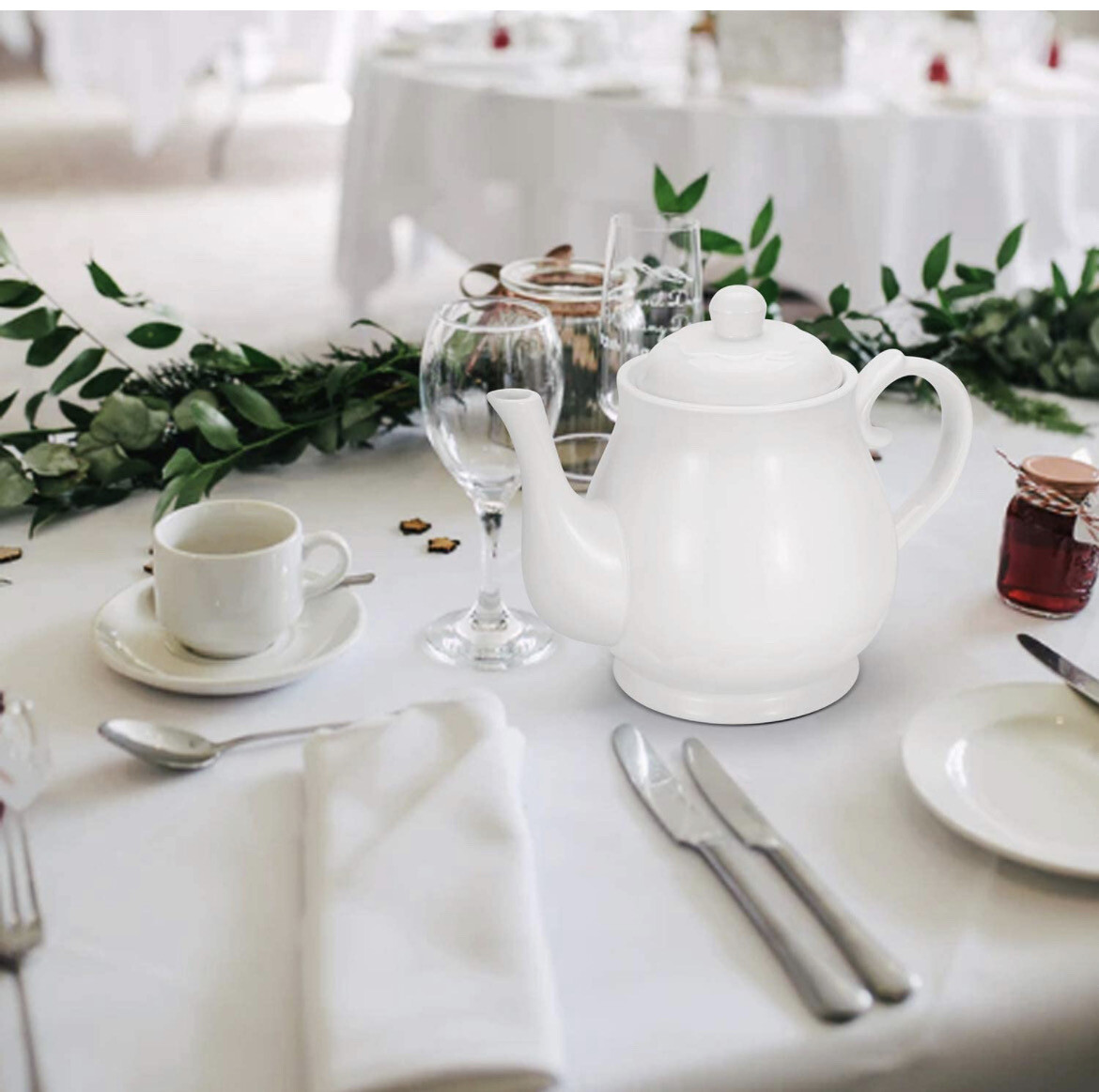 Porcelain Teapot, Ceramic Tea Pot w/Removable Lid, Beverage Serveware Set for 2-3 Tea Cups