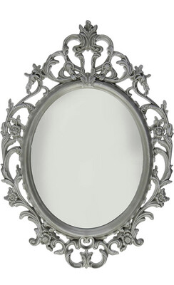 Ornate Grey Oval Mirror