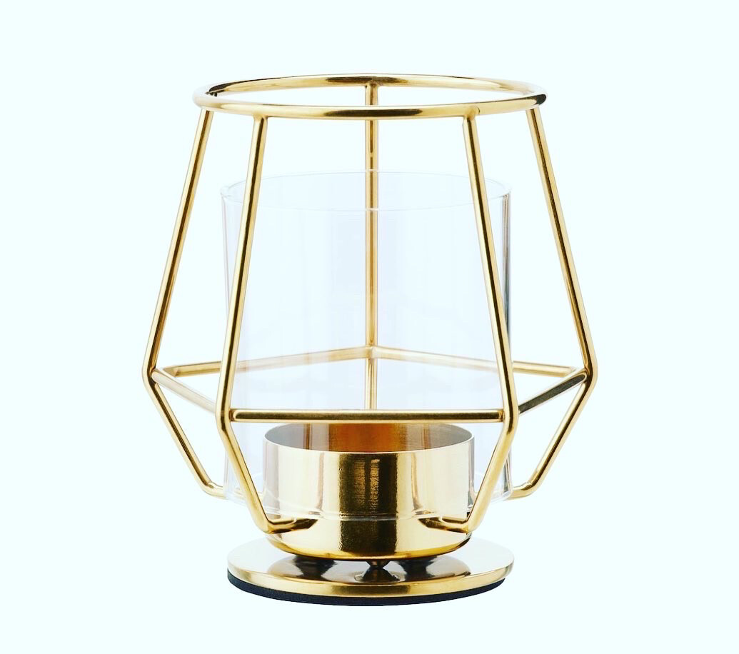 Mini Gold Tea Light Holder With Glass