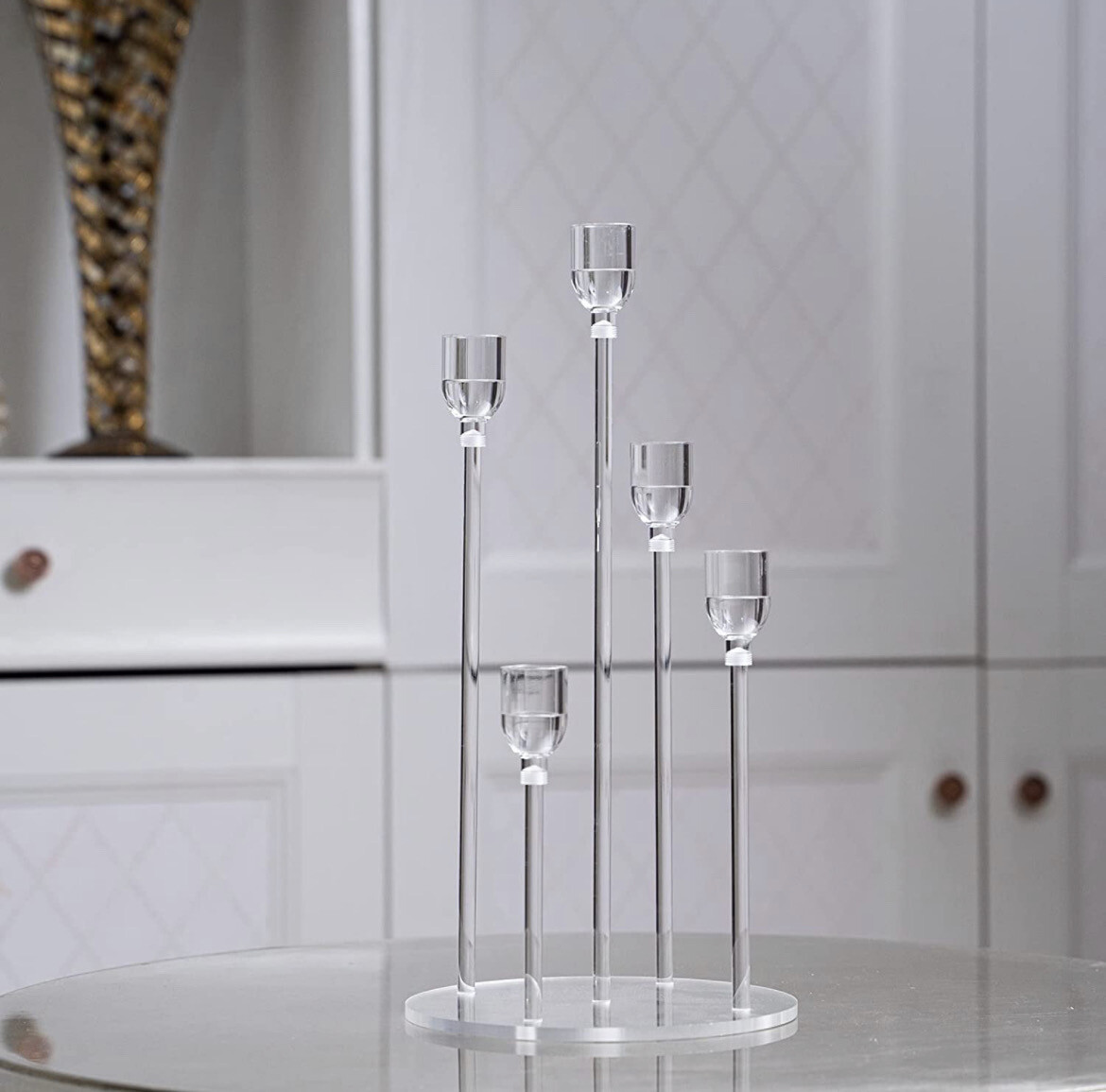 Acrylic 5 Arms Candle Holder Clear