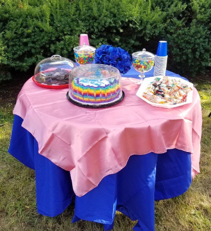 Pink tablecloth overlay