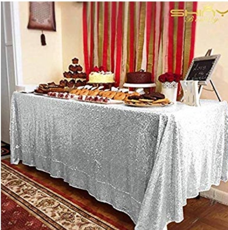 60 x 102 Silver Sequin Tablecloth