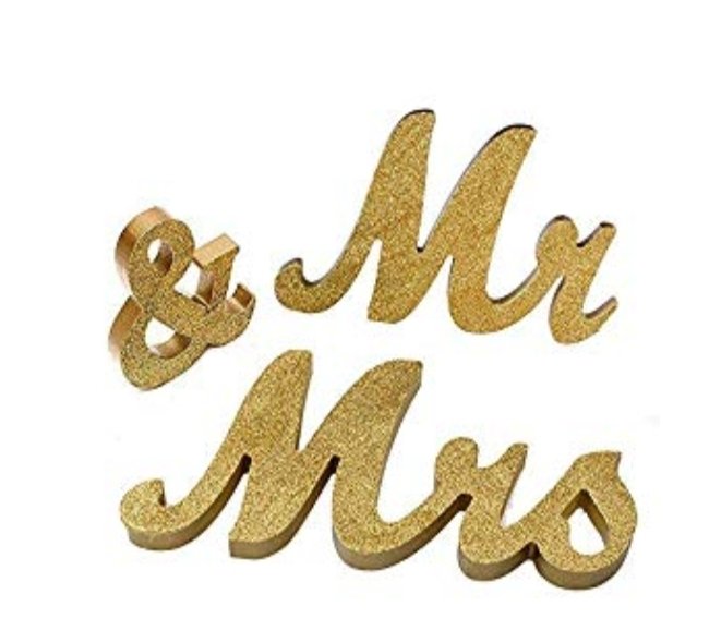 Mr.&amp; Mrs Gold Wood Letters