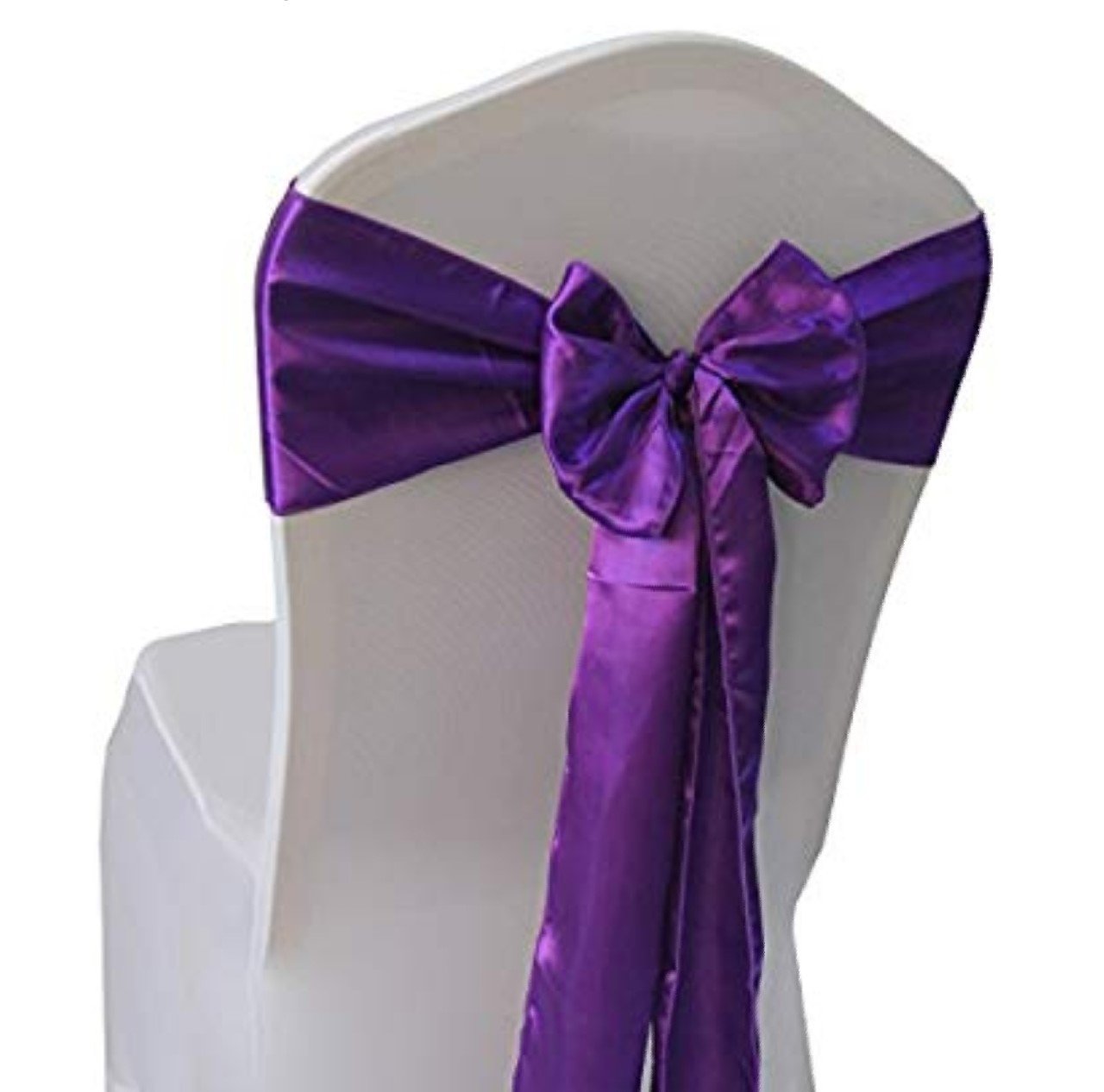 Purple Satin Chair Sash Bows