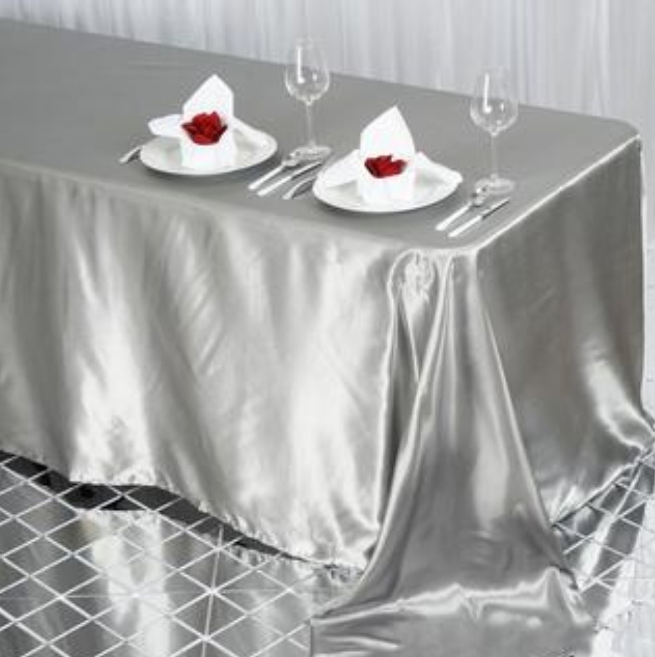 Silver Satin Tablecloth 90 x 156