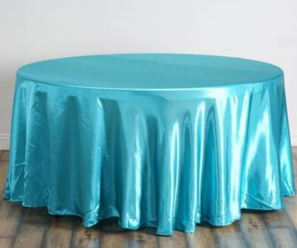 Turquoise Satin Table Cloth 120 inch