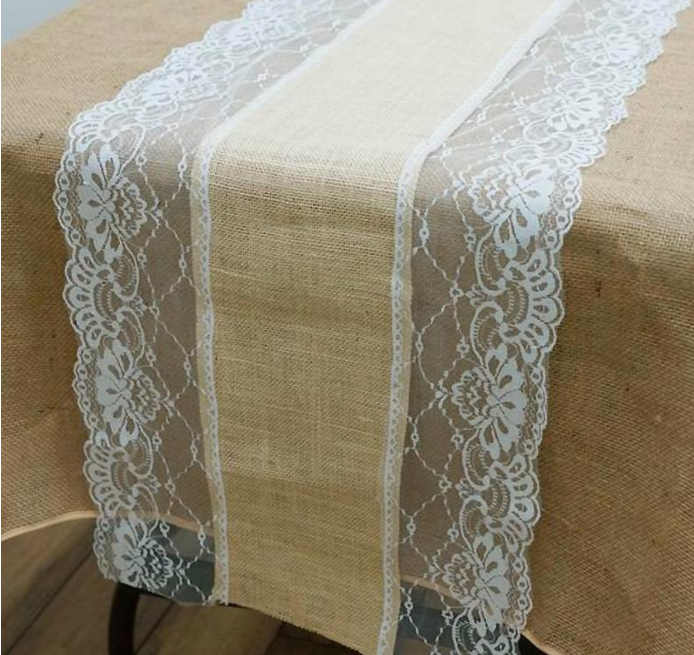 Burlap and LaceTable Runner