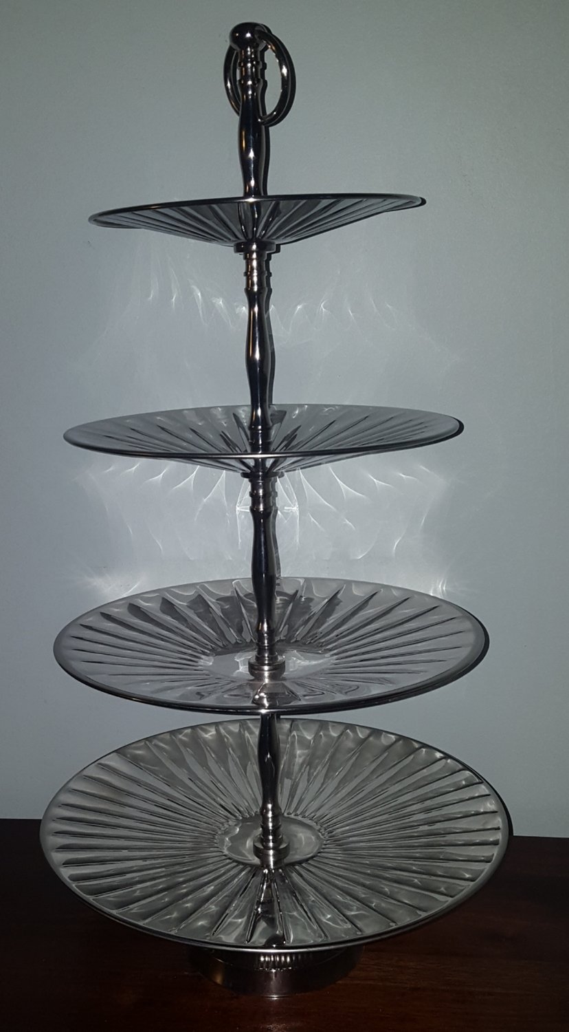 Silver 4 Tier Dessert Stand