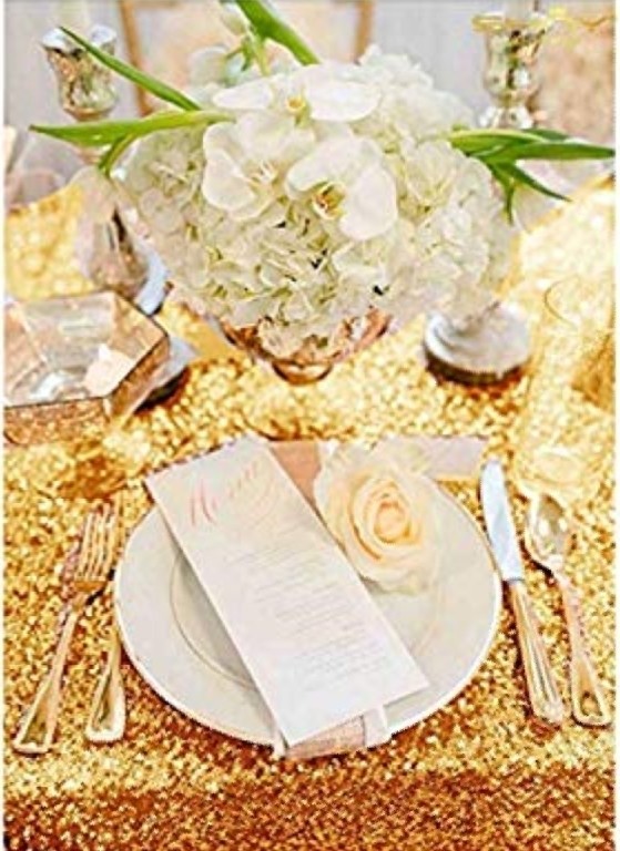 Gold Sequin TableCloth 90 x 156
