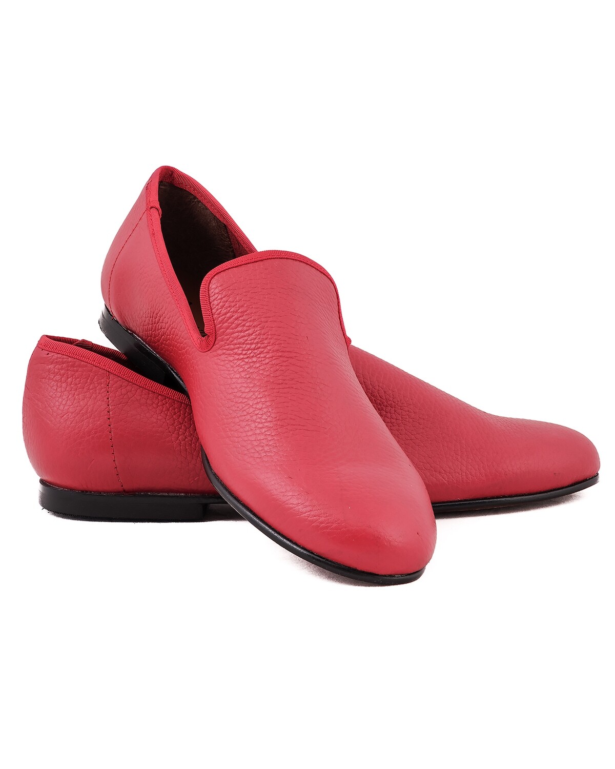 Red leather loafers