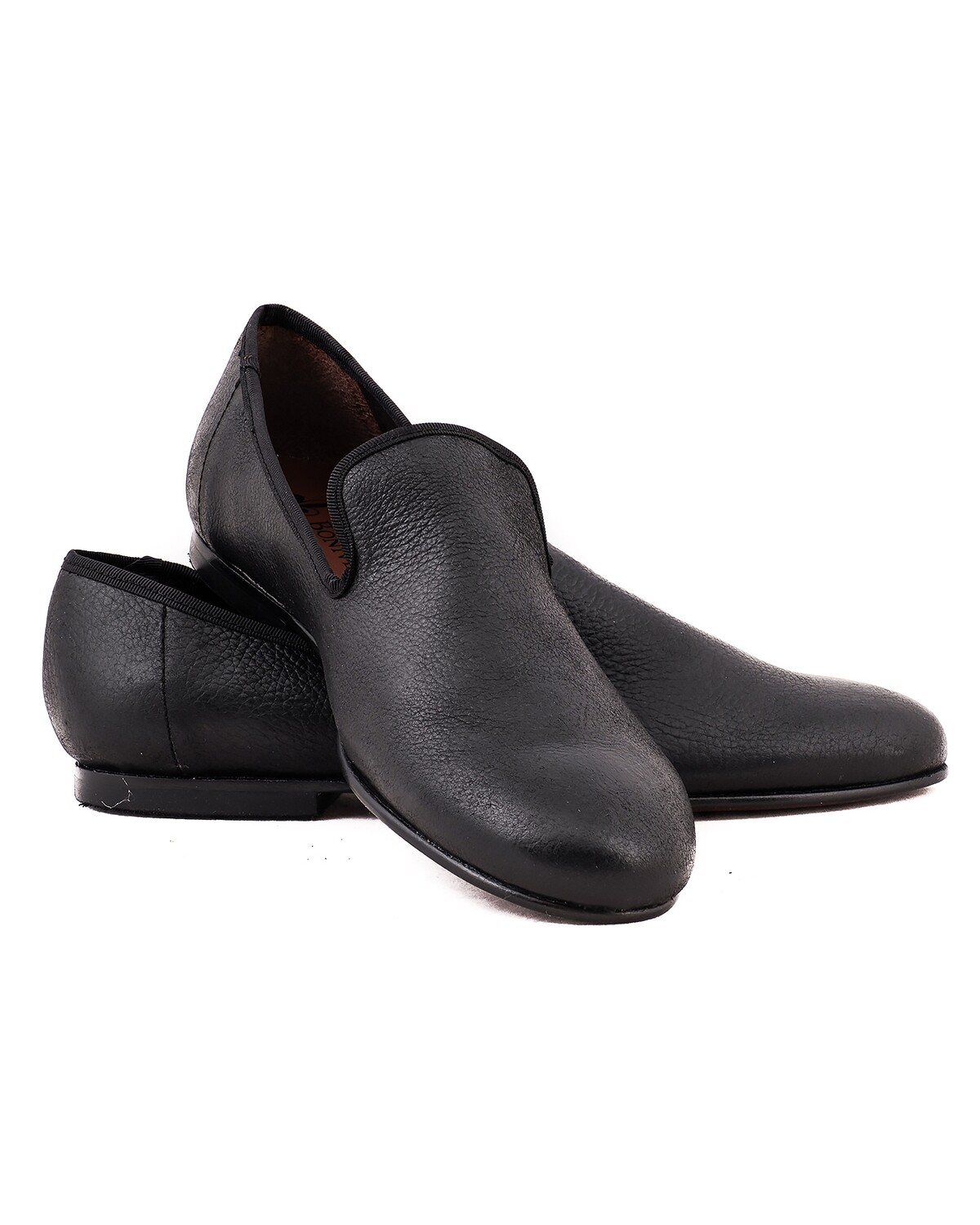 Black leather loafers