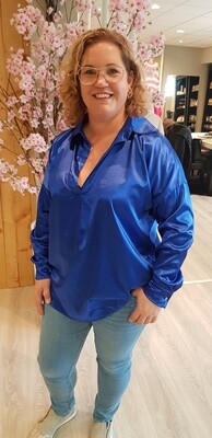 Silk blouse kobalt