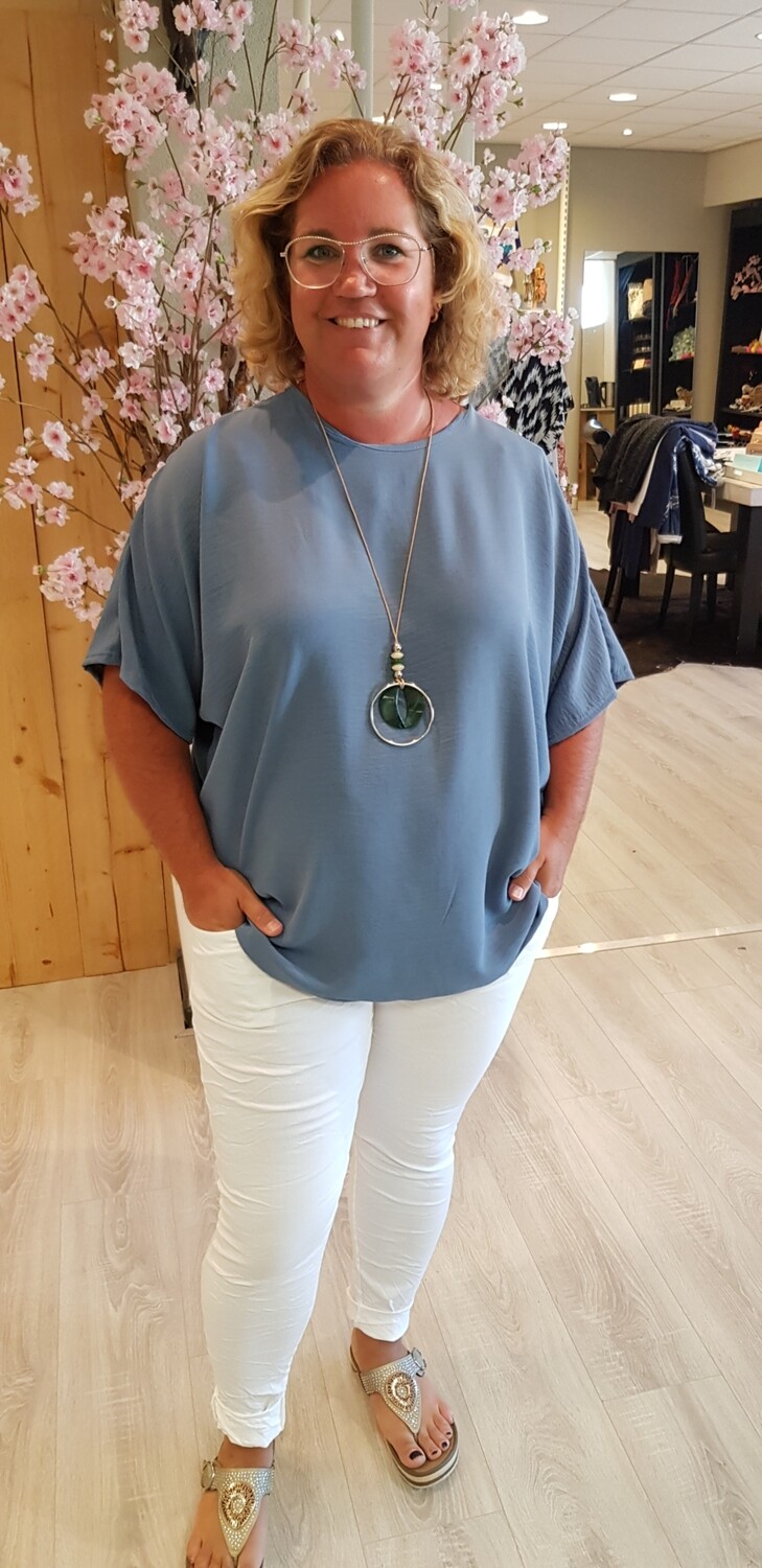 Blouse ketting jeans blauw