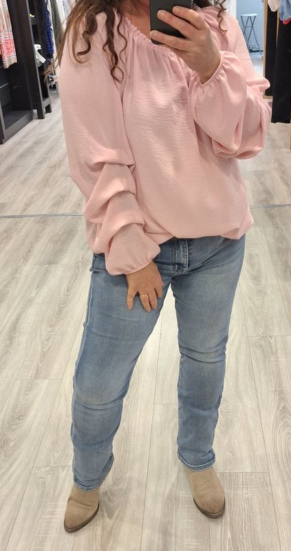 Blouse met smock mouw roze