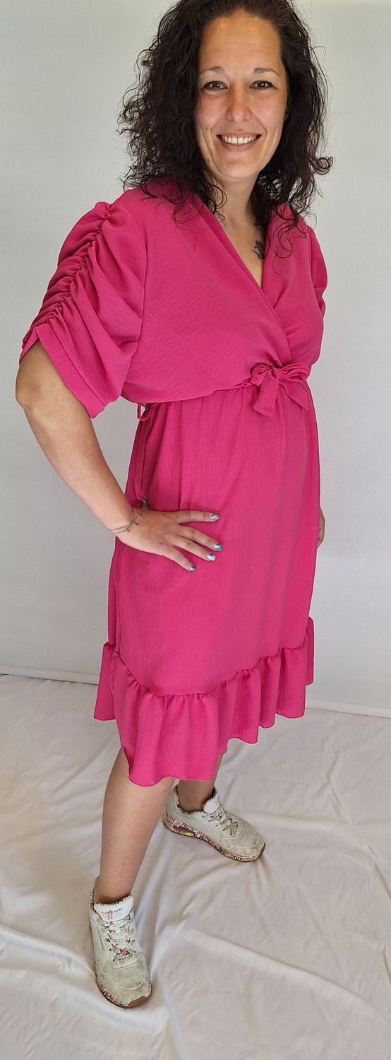 Chy Ruffle jurkje hard roze