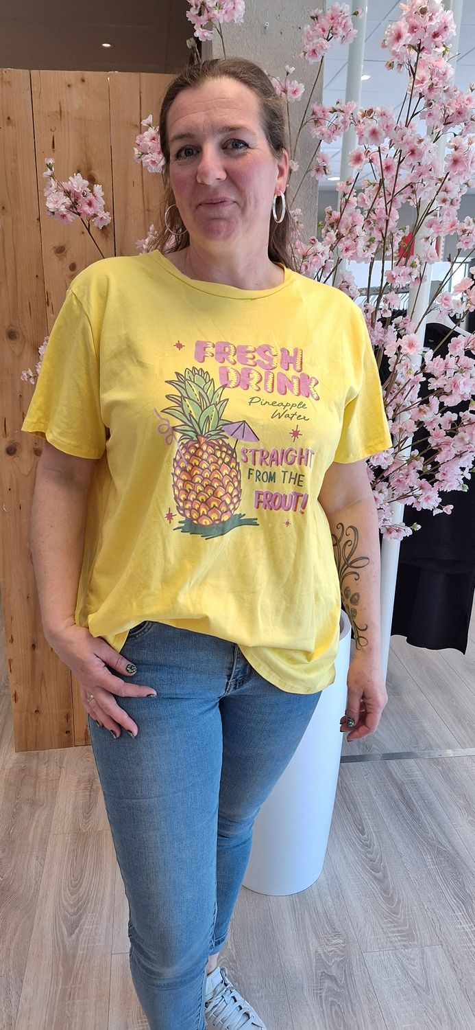 Tshirt Ananas geel