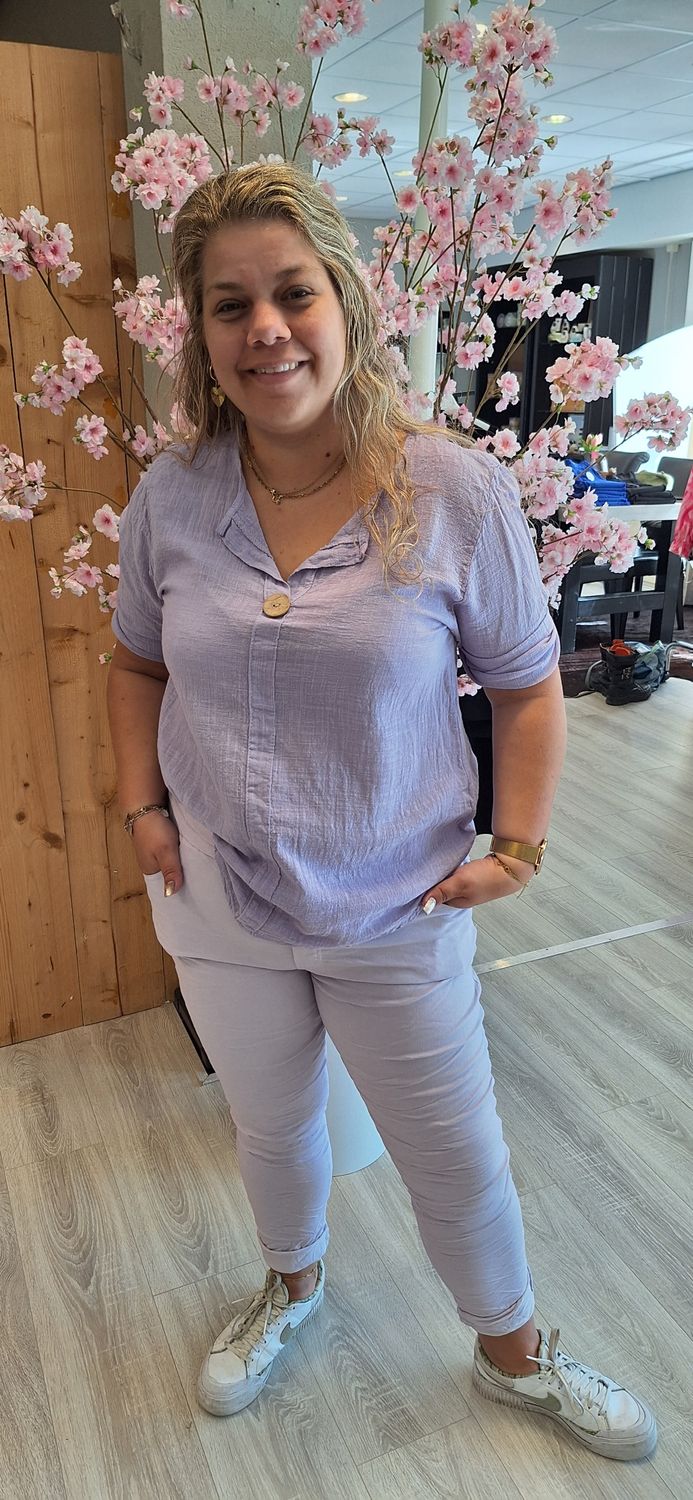 Blouse knoop lila