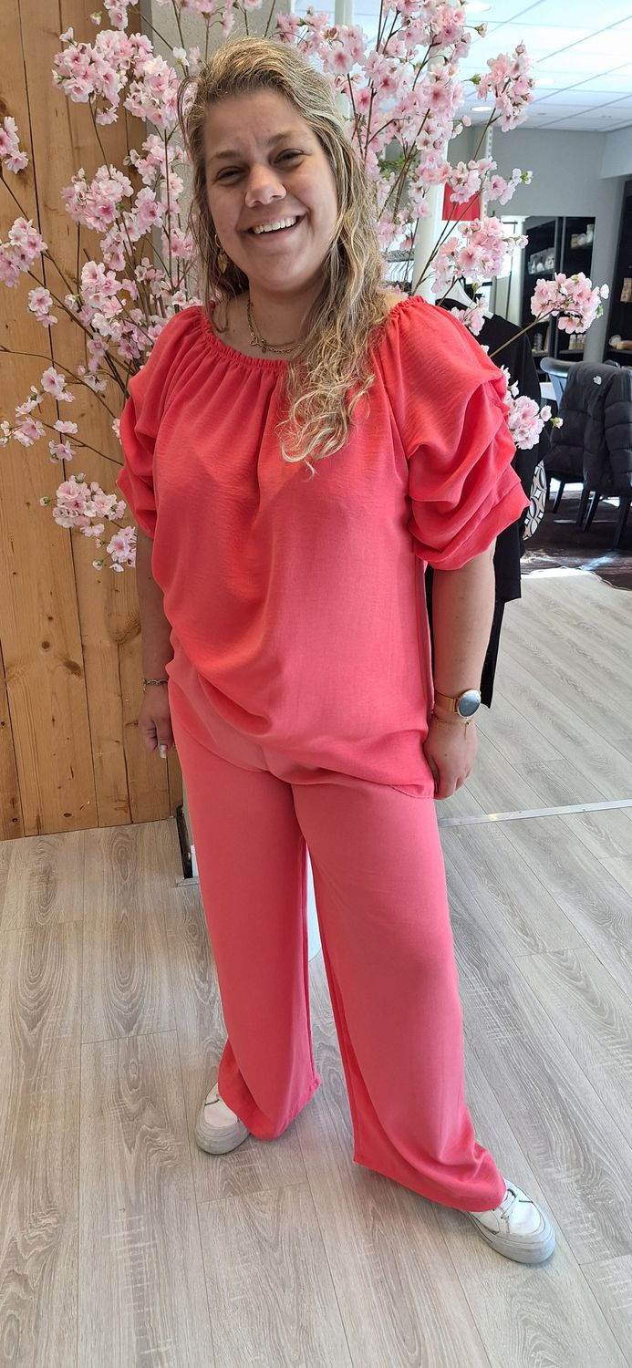 Blouse Ruffle koraal