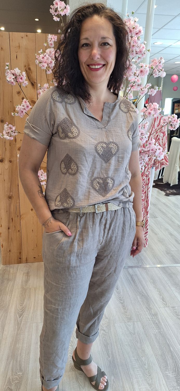 Linnen blouse Romy Taupe