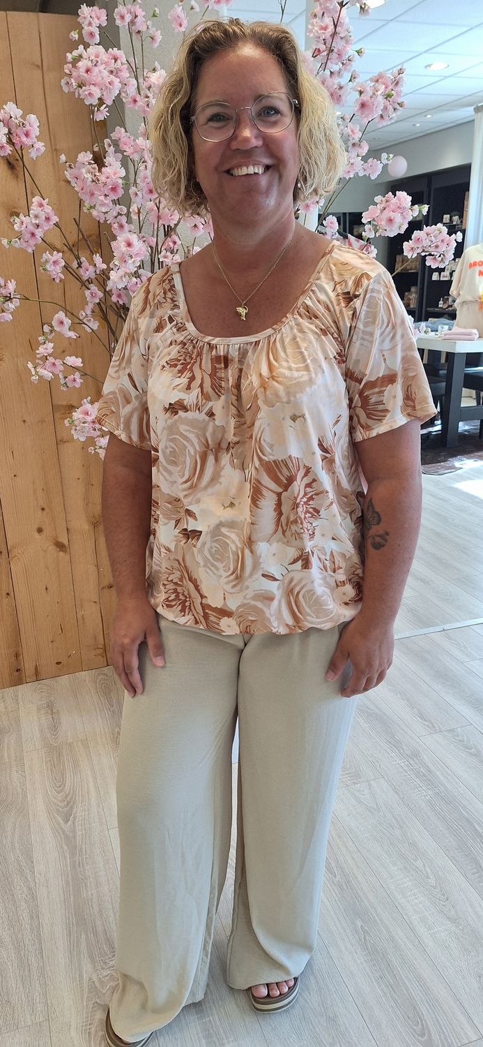 Top beige print