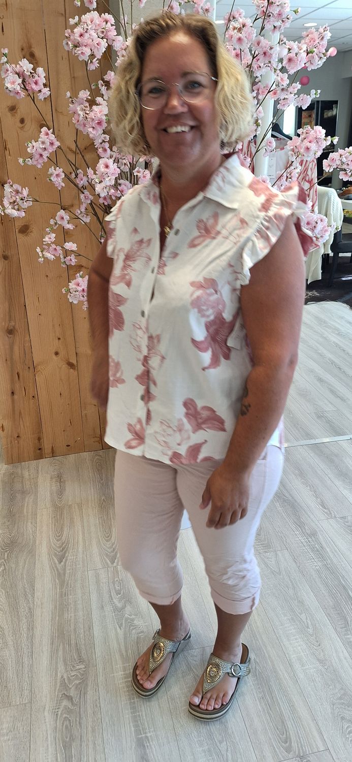 Mouwloos blouse roze