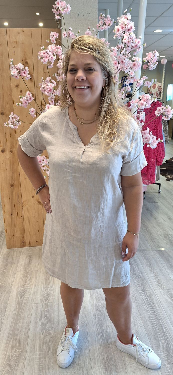 Linnen jurk beige