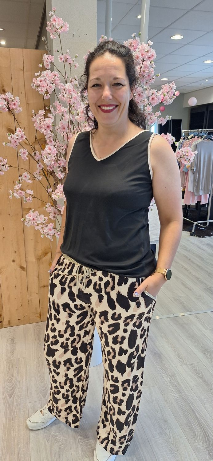 Panter broek goud zwart