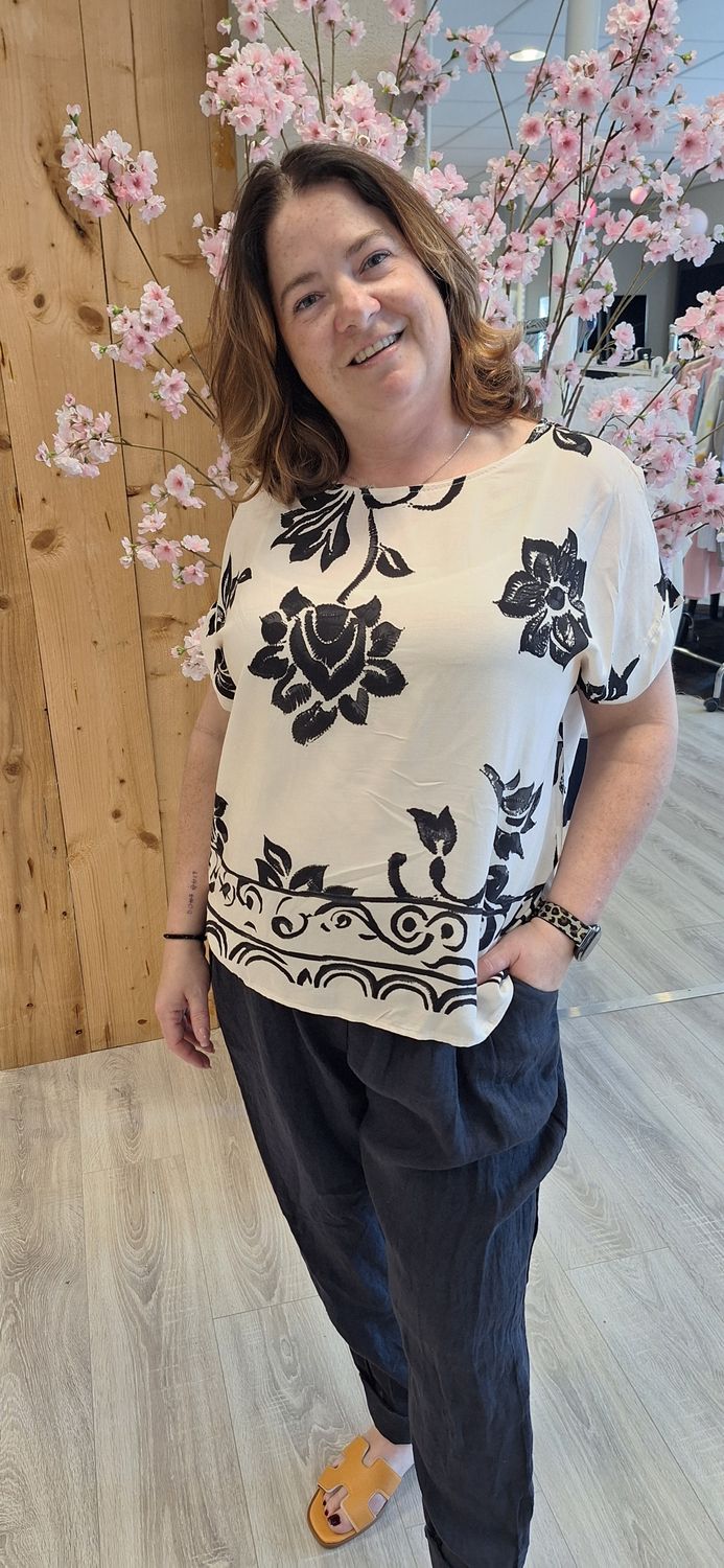 Blouse Pip creme zwart