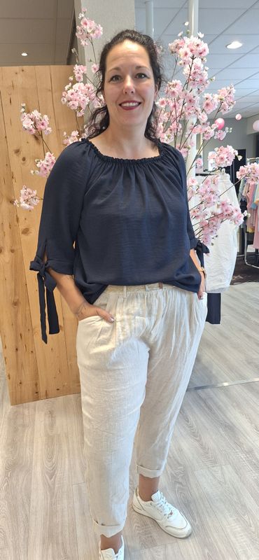 Strik Blouse Donker blauw