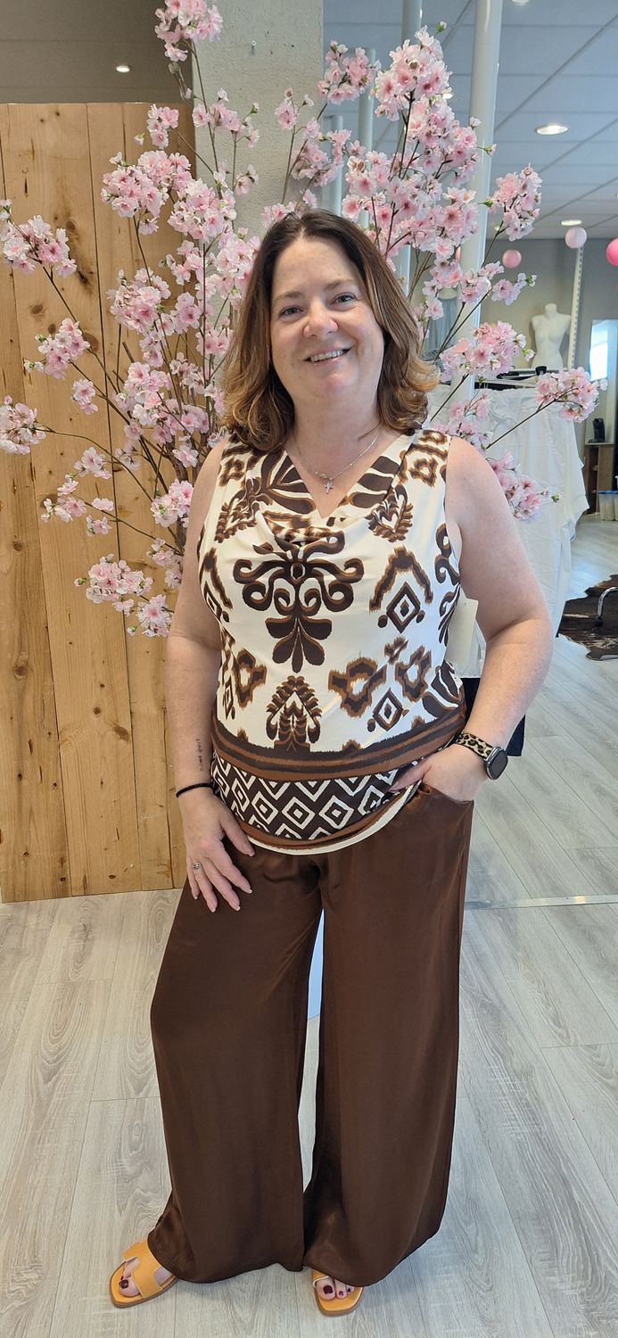 Satijnen Flared broek bruin