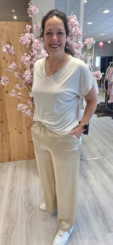 Satijnen Flared broek goud