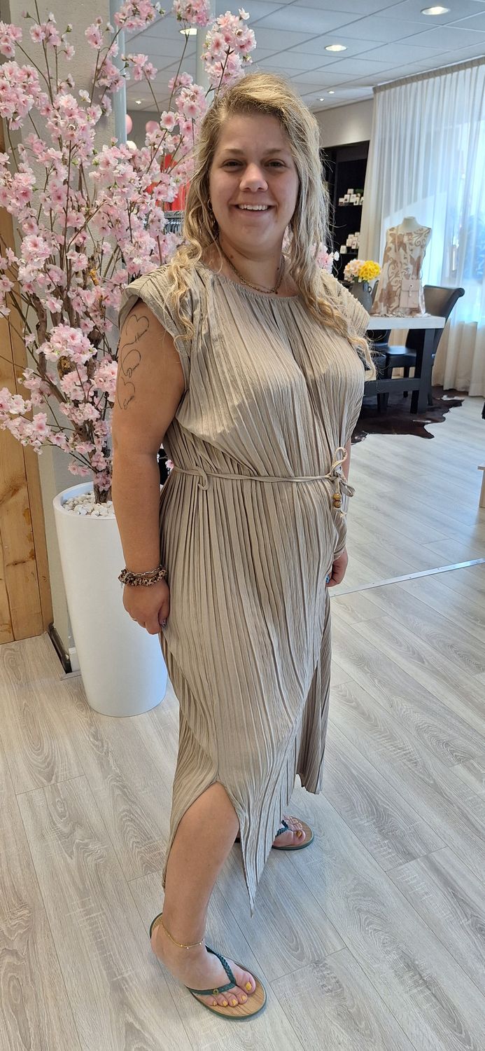 Plisse Jurk beige
