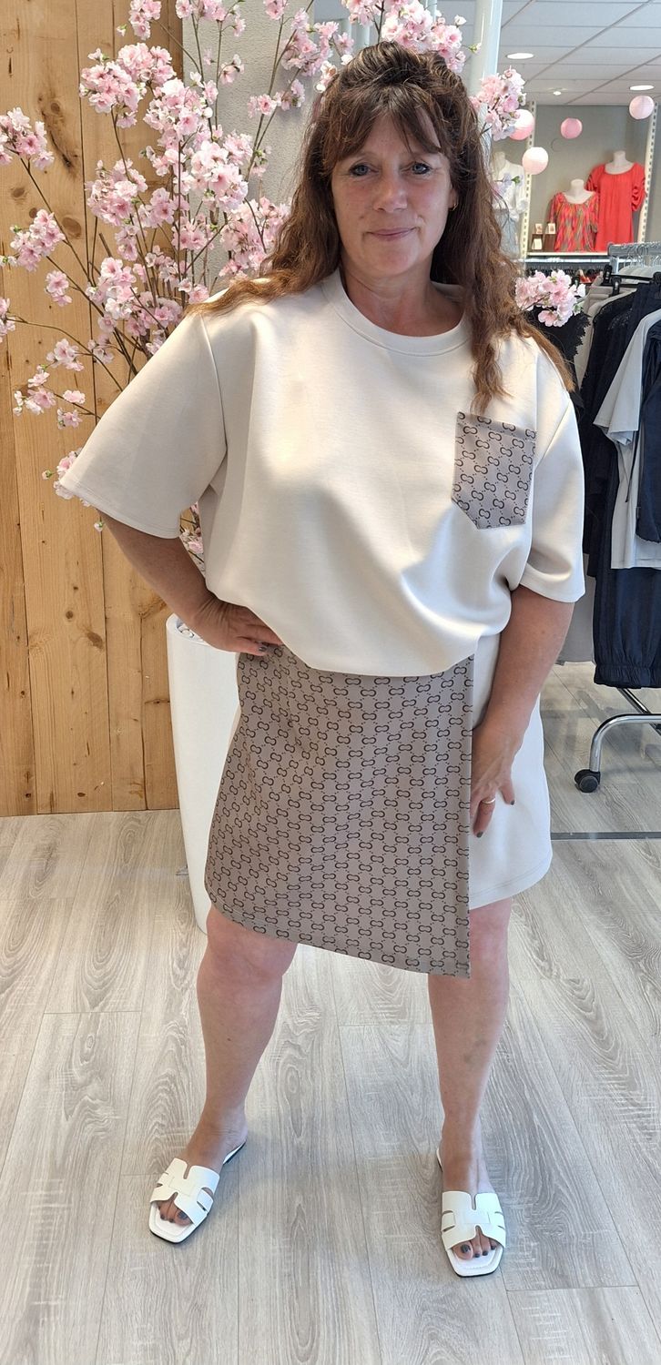 2 delig setje broek rokje crème