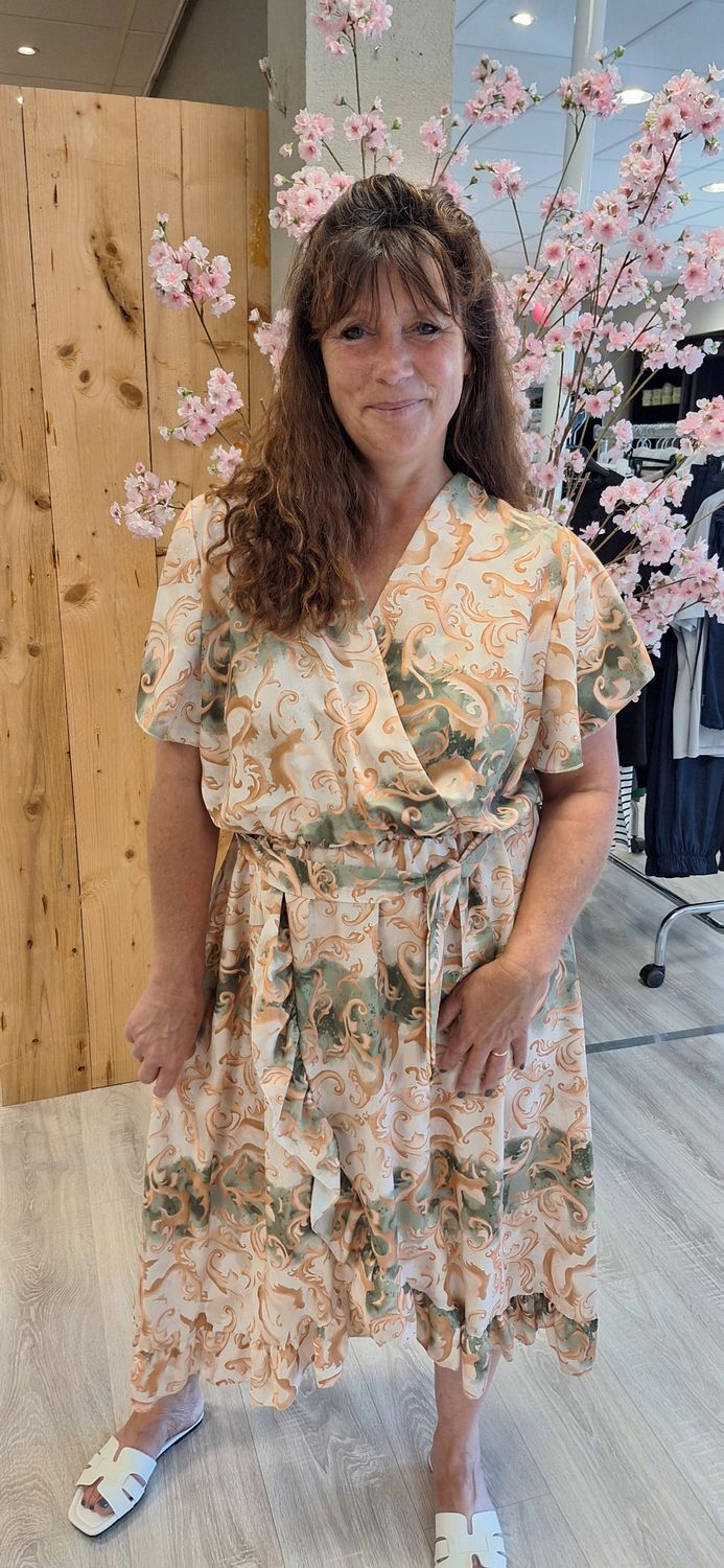 Summer dress groen beige