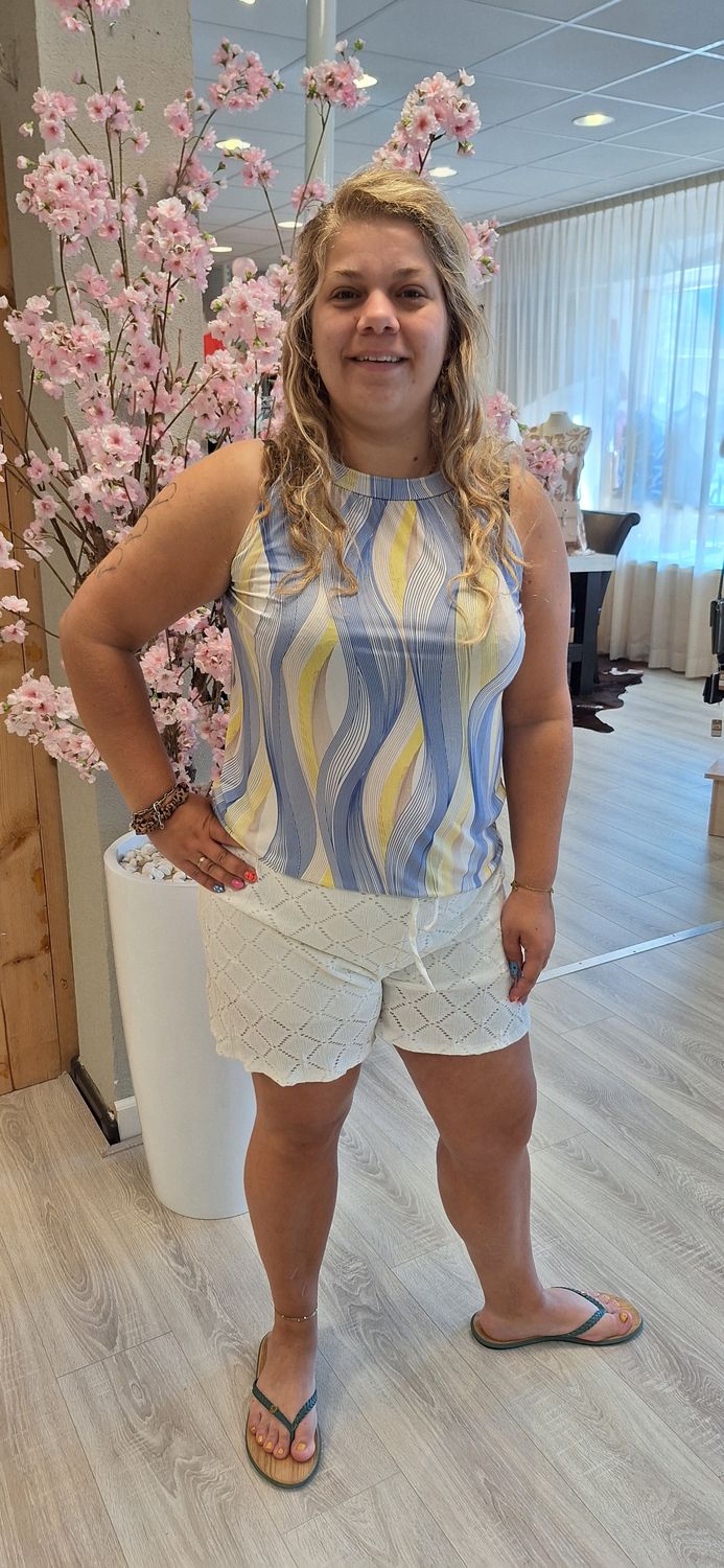 Halter Top licht blauw geel