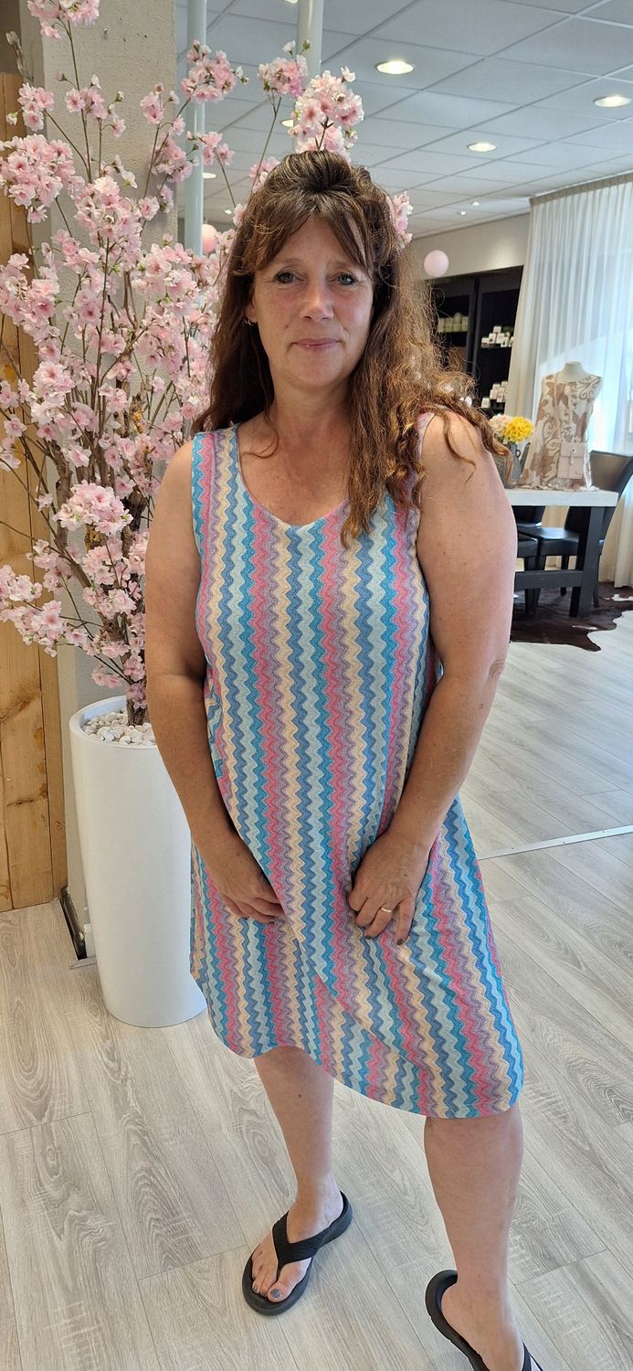 Jurk Anna blauw roze